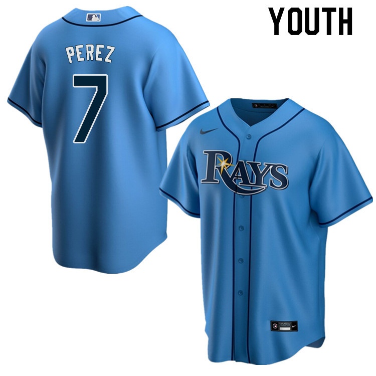 Nike Youth #7 Michael Perez Tampa Bay Rays Baseball Jerseys Sale-Light Blue
